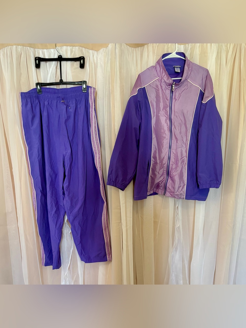 Vintage Just My Size Two-Tone Purple Windbreaker Track Jacket and Joggers Set
